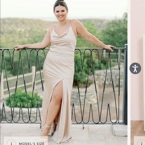 Revelry Kimora Dress in Gold Champagne Satin